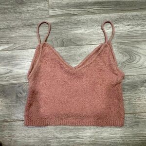 Garage pink fuzzy tank top